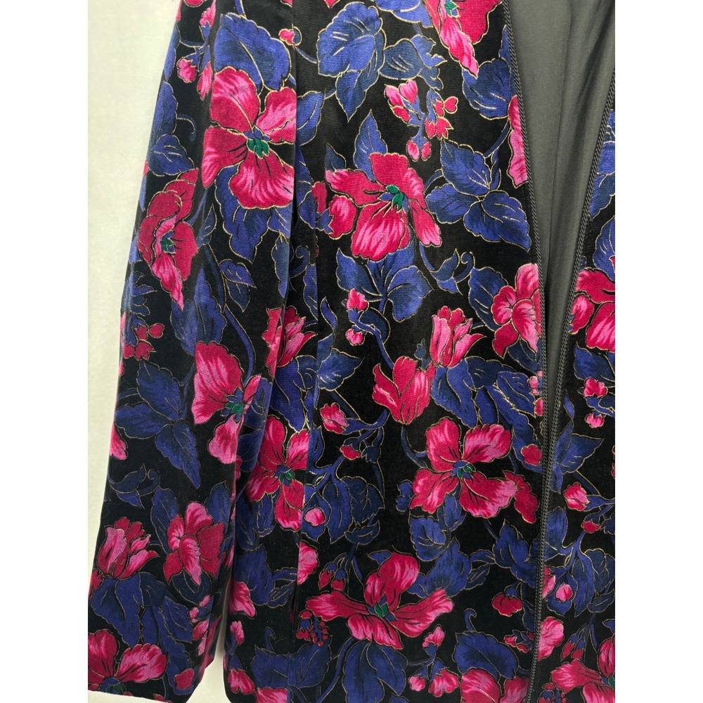 Tan Jay Jacket Womens 12 Vintage Floral Velvet Open Front Made Canada